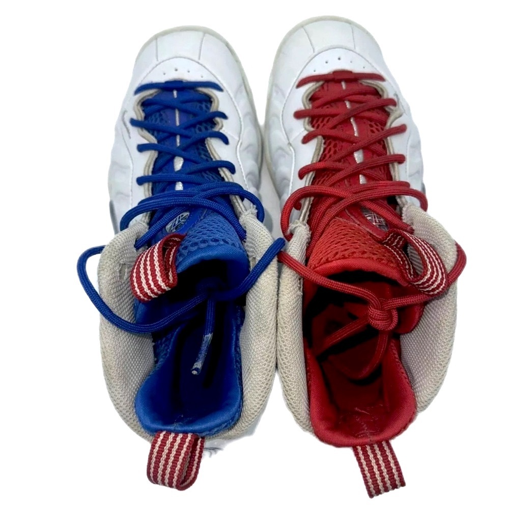 red white & blue Nike little posite 1 USA moon | 90s foamposite hoops | July 4th - Picture 7 of 10